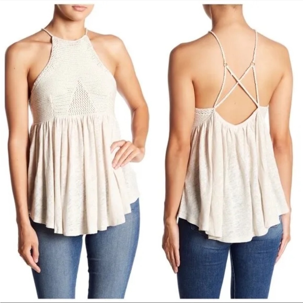 Free People Beige Road Trip Tank Top Sz Small